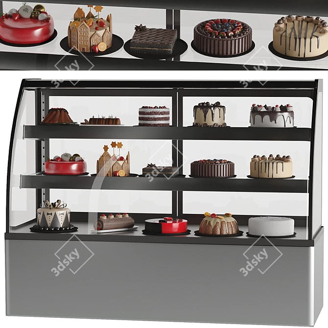 15-Cake Pastry Refrigerator: Fruity, High-Quality 3D model image 1