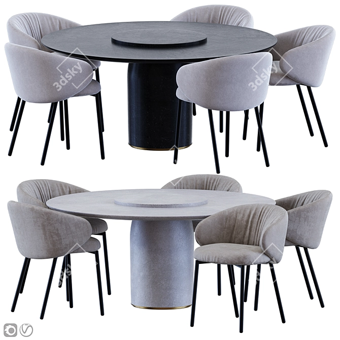 Reconstructed Marble Table & Chair 3D model image 1