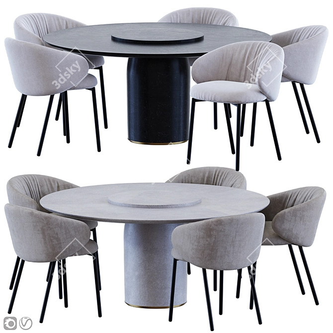 Reconstructed Marble Table & Chair 3D model image 2
