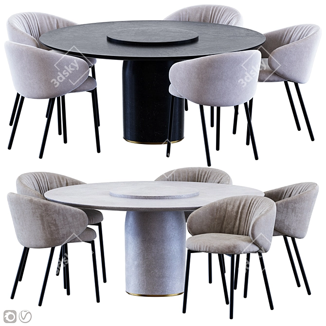 Reconstructed Marble Table & Chair 3D model image 4
