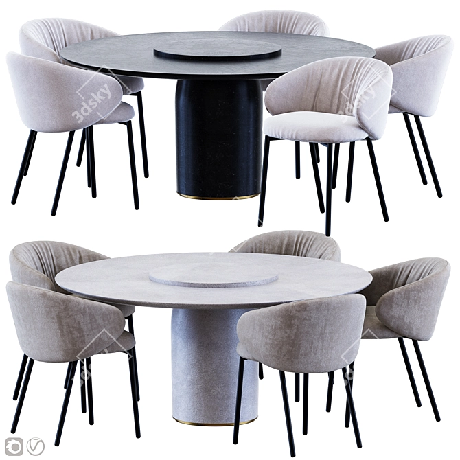 Reconstructed Marble Table & Chair 3D model image 5