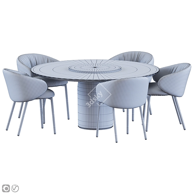 Reconstructed Marble Table & Chair 3D model image 6
