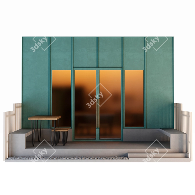 Matte Green Aluminum Panel Doors 3D model image 3