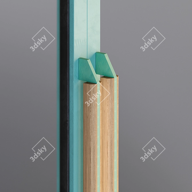 Matte Green Aluminum Panel Doors 3D model image 4