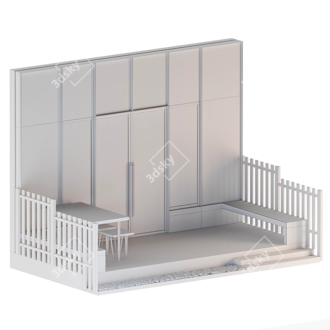 Matte Green Aluminum Panel Doors 3D model image 6