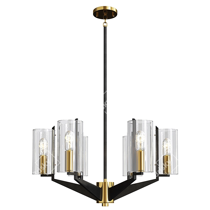 Modern Fryer Chandelier in Black 3D model image 1