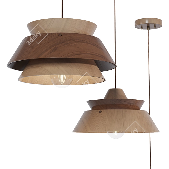  Geometric Wood Pendant Lamps 3D model image 1