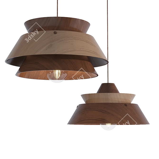  Geometric Wood Pendant Lamps 3D model image 2