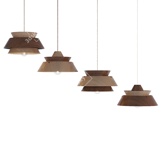  Geometric Wood Pendant Lamps 3D model image 3