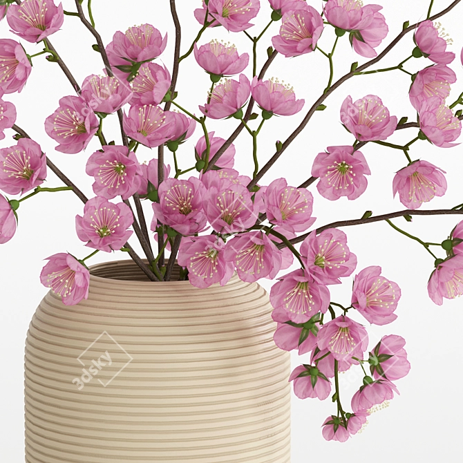 Pink Yellow Flower Pot Set 3D model image 2
