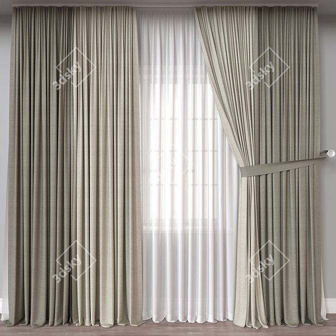 Versatile 3D Curtain Model 3D model image 1