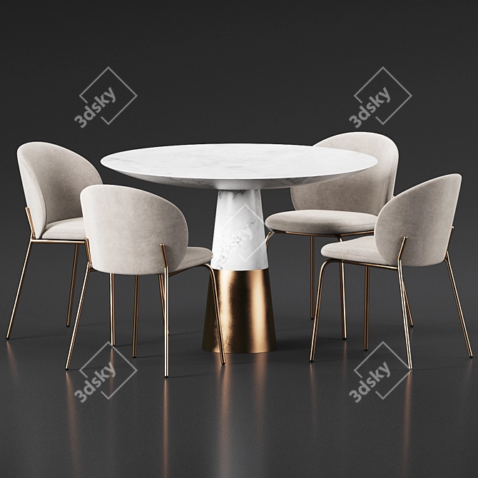 Chic Contemporary Dining Furniture Set 3D model image 2