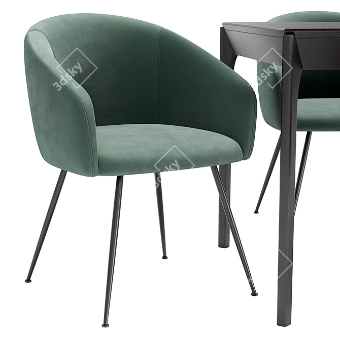 Modern Dining Set: Courchevel Chair and Aska Table 3D model image 3