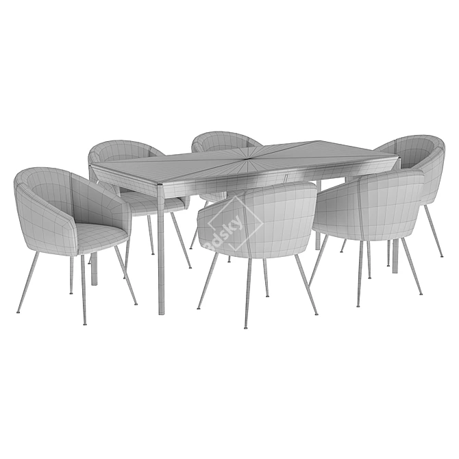 Modern Dining Set: Courchevel Chair and Aska Table 3D model image 5