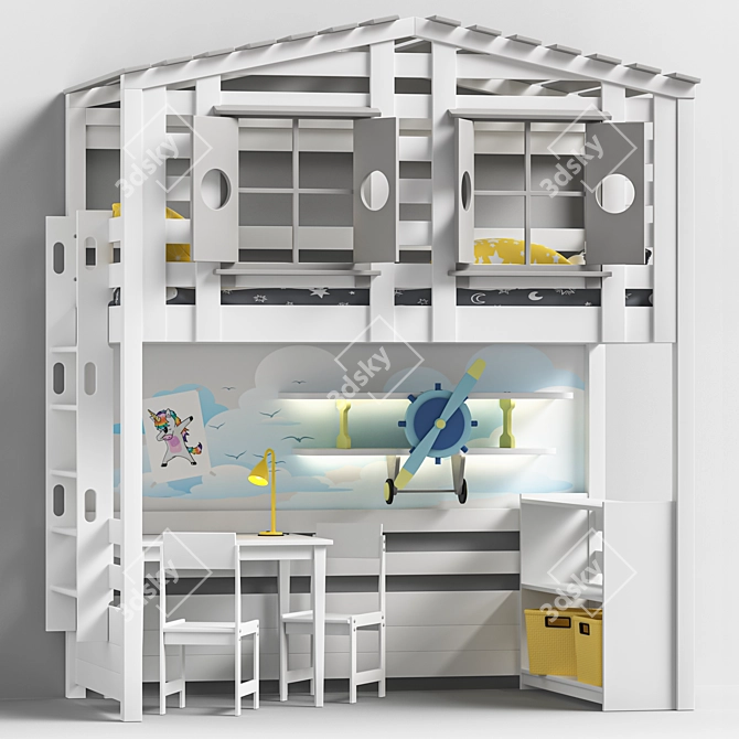 Bilbao Children's Loft Bed 3D model image 1