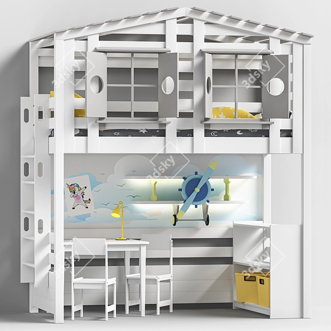 Bilbao Children's Loft Bed 3D model image 6