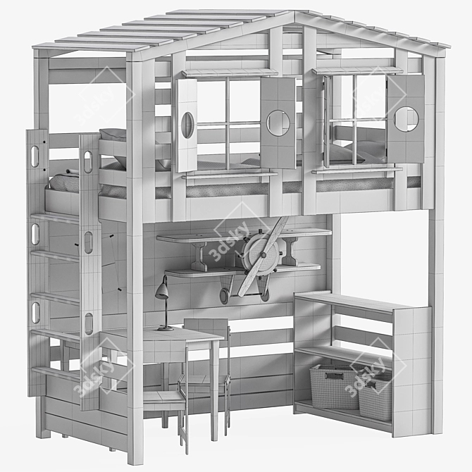 Bilbao Children's Loft Bed 3D model image 10