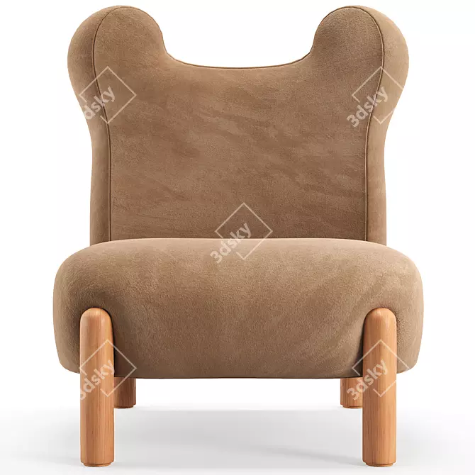 Cozy Sherpa Bear Kids Chair 3D model image 2