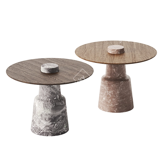 Artilleriet Mill Stone Wood Table 3D model image 1