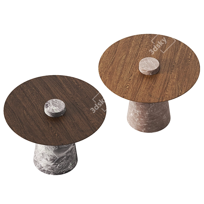 Artilleriet Mill Stone Wood Table 3D model image 2