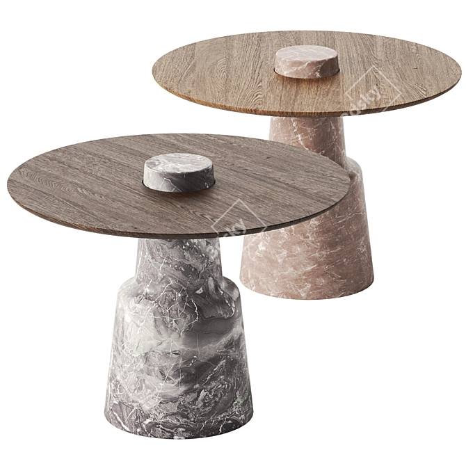 Artilleriet Mill Stone Wood Table 3D model image 4