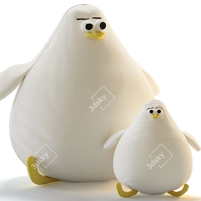 Plush Penguin Pillow Toy Set 3D model image 2