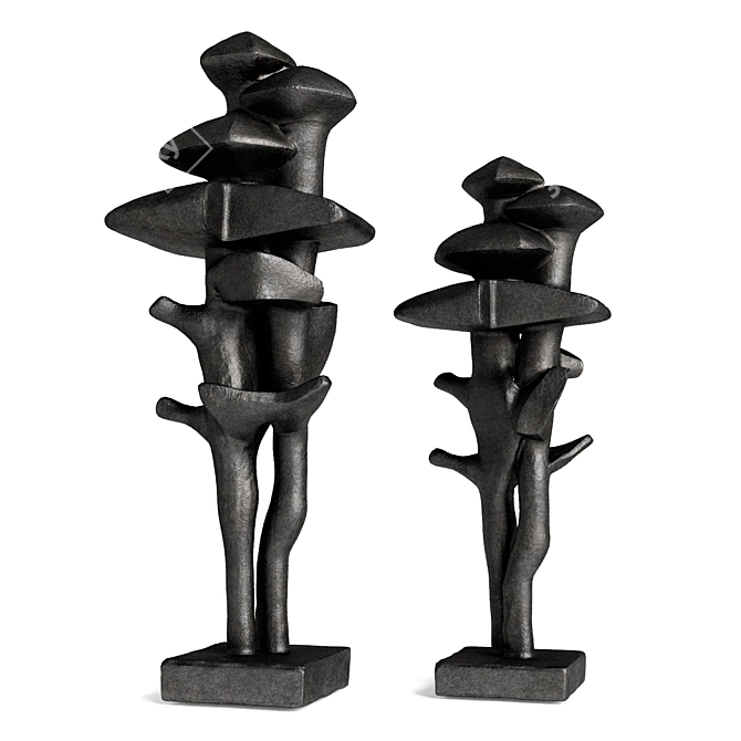 Geometric Tree Metal Sculpture 3D model image 2