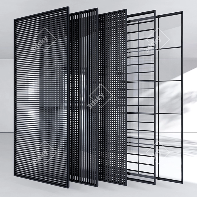 Modern Aluminum Door Panel Set 3D model image 3