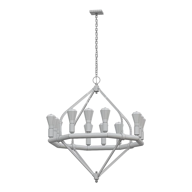 Elegant Burnished Brass Pendant Lighting 3D model image 2