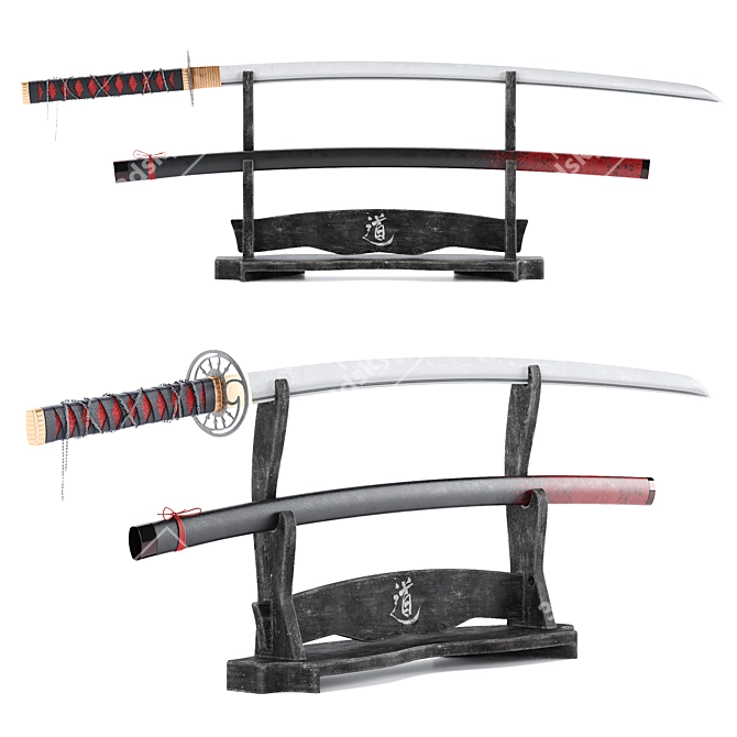 Japanese Katana Sword Decor 3D model image 1