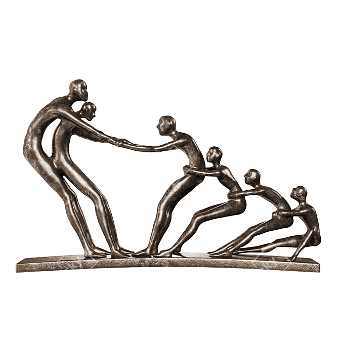 Bronze Sculpture Tug of War 3D model image 4