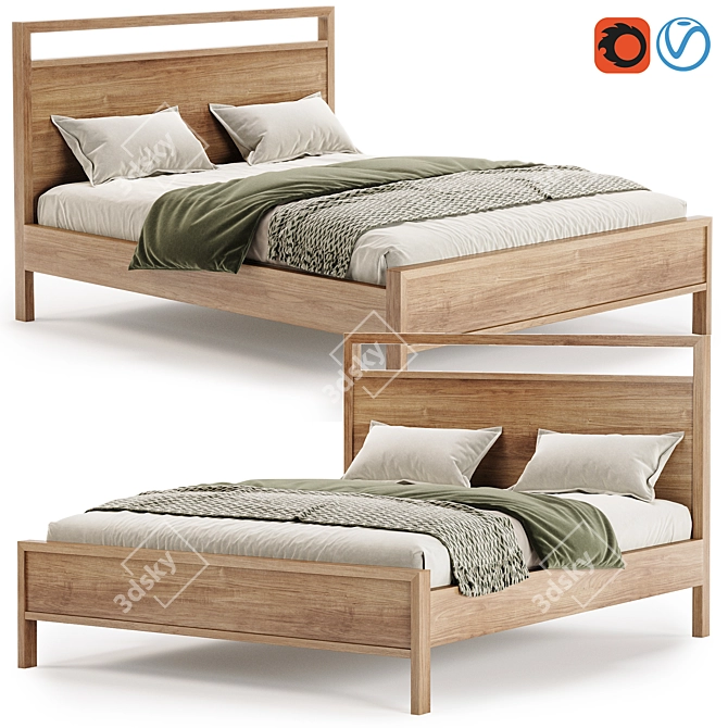 Modern Fulton Bed Collection in Multiple Formats 3D model image 1