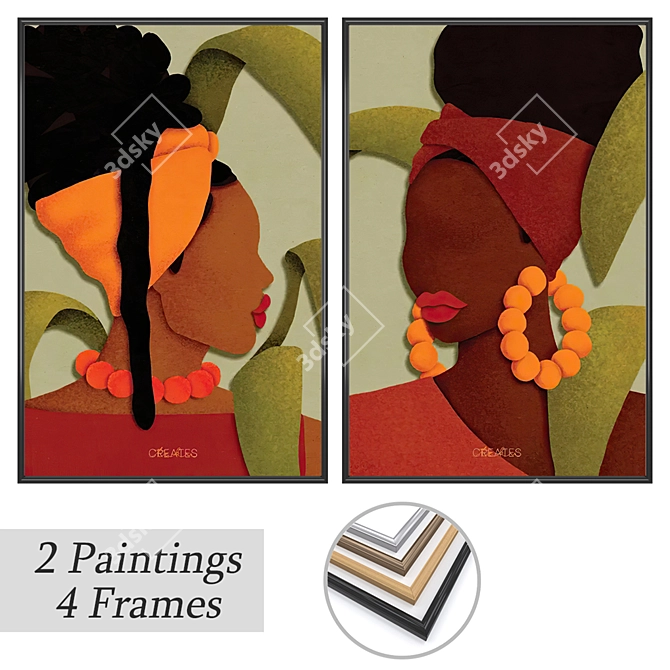 Artwork Set with Multiple Frames 3D model image 1