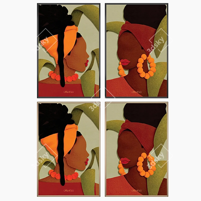 Artwork Set with Multiple Frames 3D model image 2