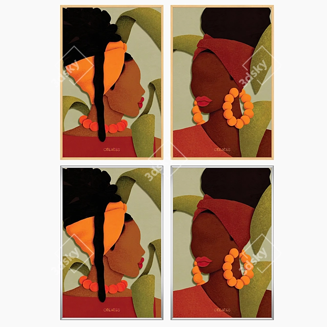 Artwork Set with Multiple Frames 3D model image 3