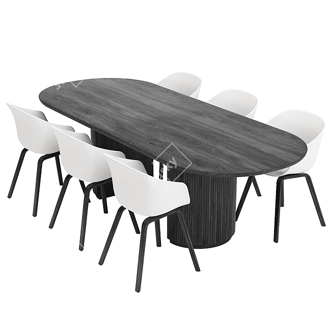 Modern Moon Elliptical Dining Set 3D model image 1