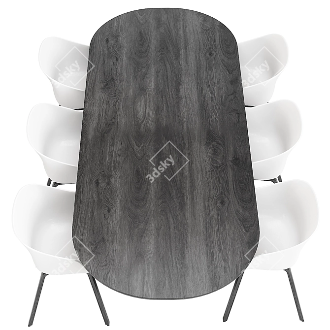 Modern Moon Elliptical Dining Set 3D model image 2