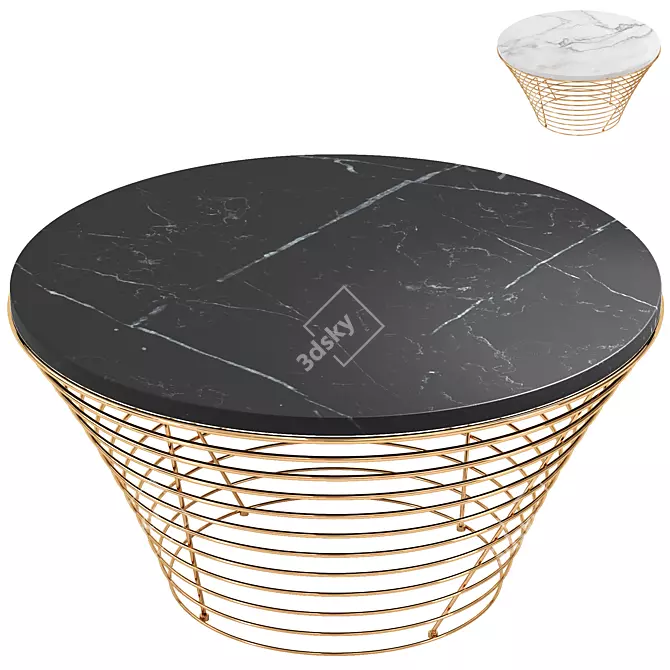 Marble and Gold Coffee Table 3D model image 1