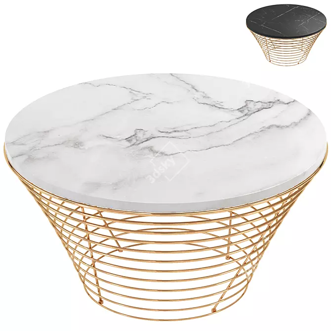 Marble and Gold Coffee Table 3D model image 2