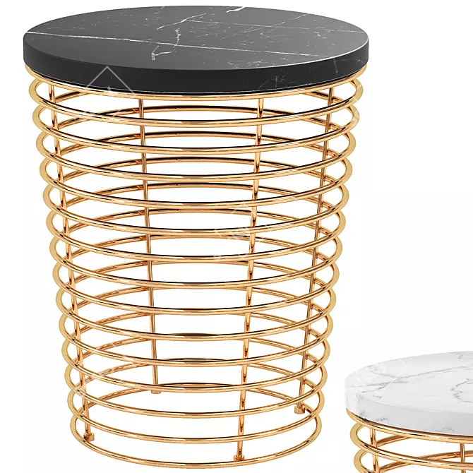 Lux Golden Marble Side Table 3D model image 1