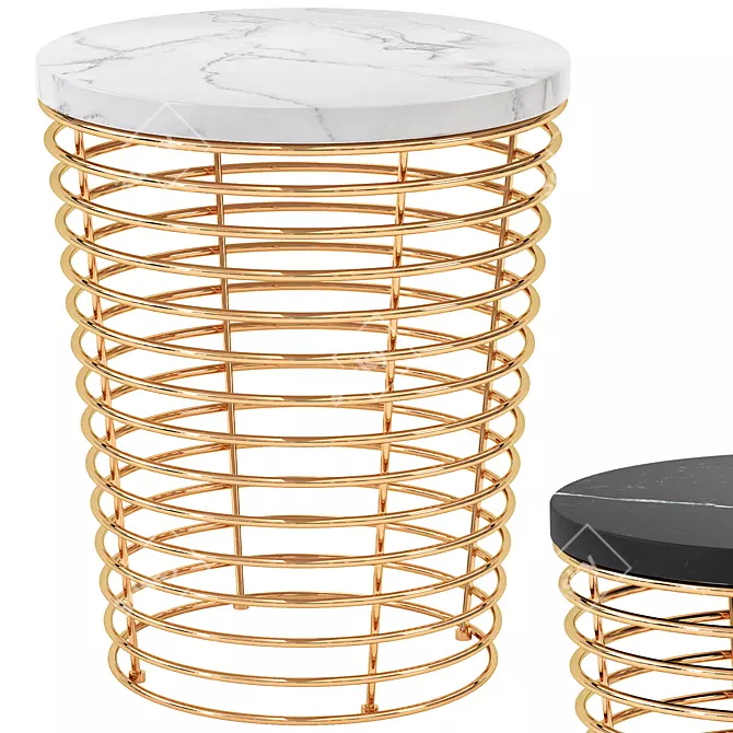 Lux Golden Marble Side Table 3D model image 2