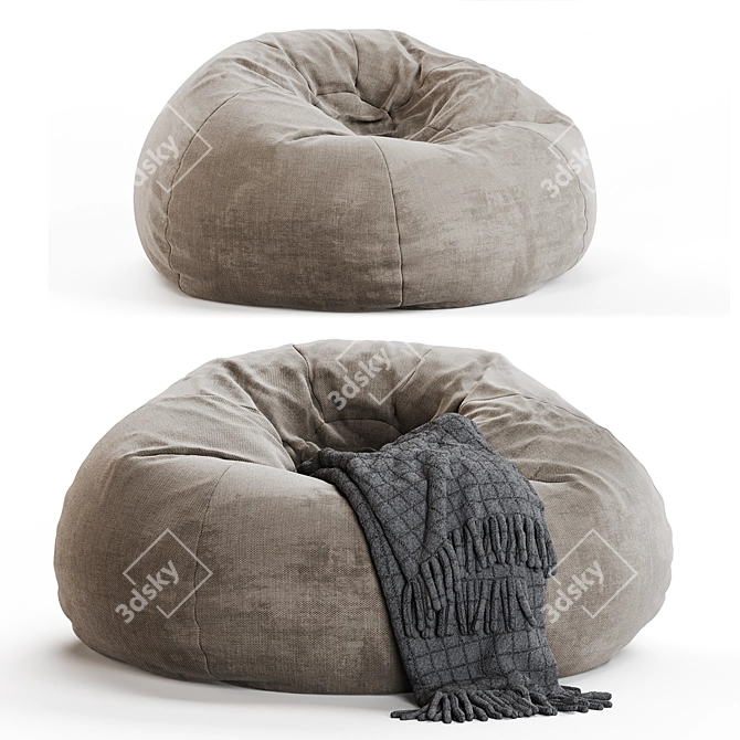 Bean Bag Chair with Throw 3D model image 2