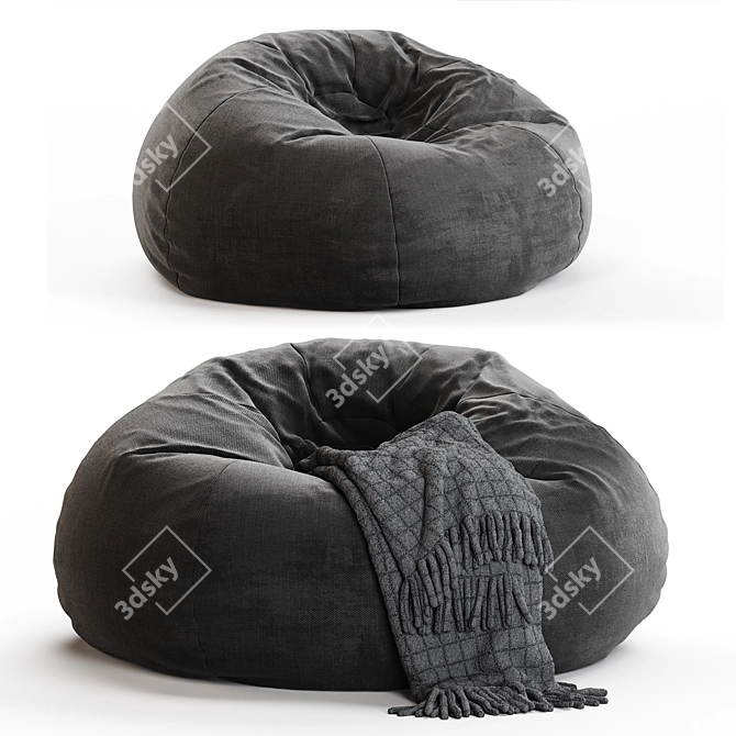 Bean Bag Chair with Throw 3D model image 4