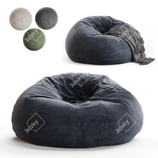 Bean Bag Chair with Throw 3D model image 6