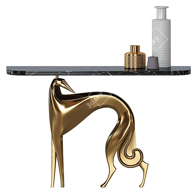 Marble Top Greyhound Console 3D model image 1