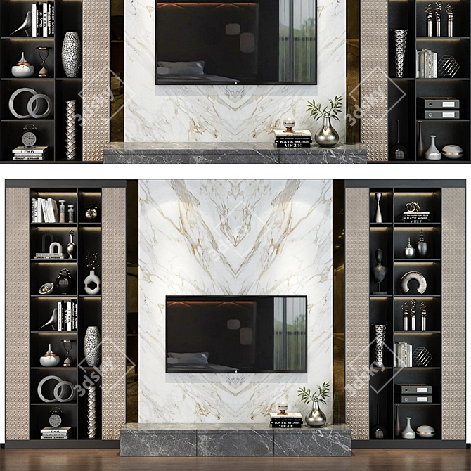 Modern TV Shelf Wall Decor 3D model image 1