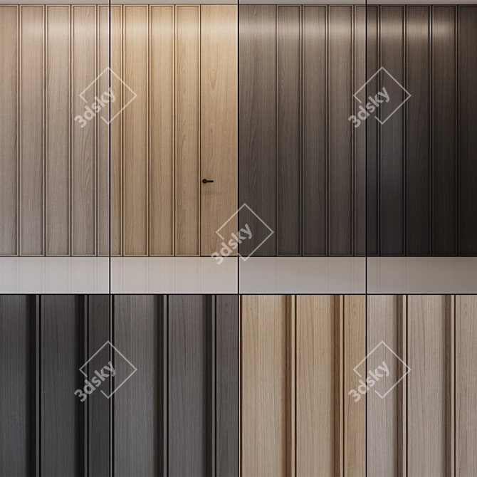 Wood Veneer Wall Panels 3D model image 1