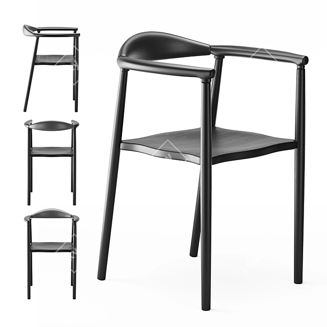 Elegant Koyori Armchair in Russian Style 3D model image 2