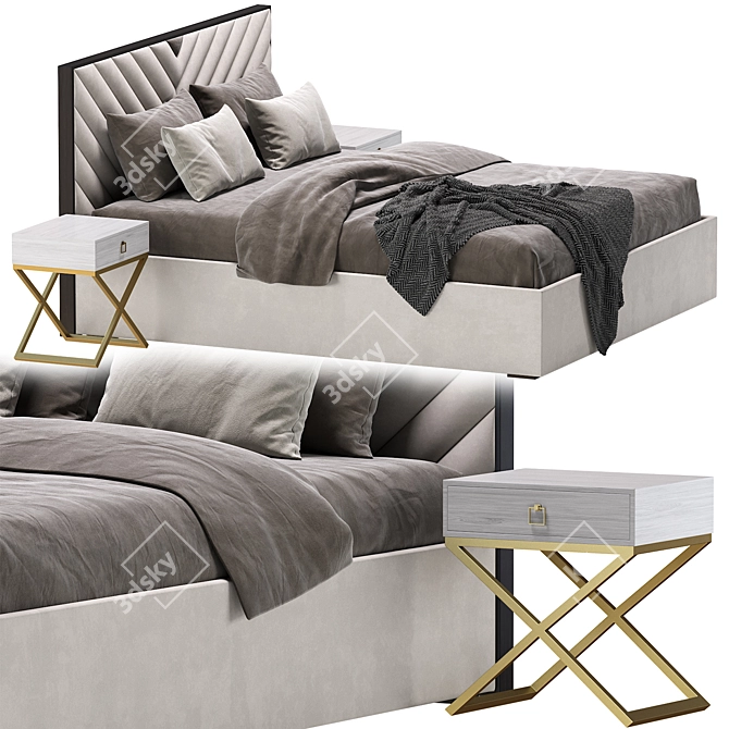 Luxury Perris Bed Design 3D model image 3