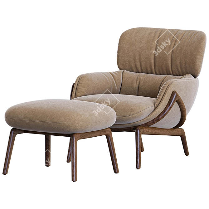 Elysia Armchair & Nino Ottoman 3D model image 3